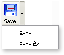 Save Alt+S Save button with pop-up menu open to show Save and Save as option