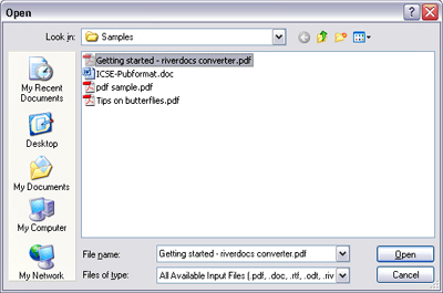 Open File dialogue box